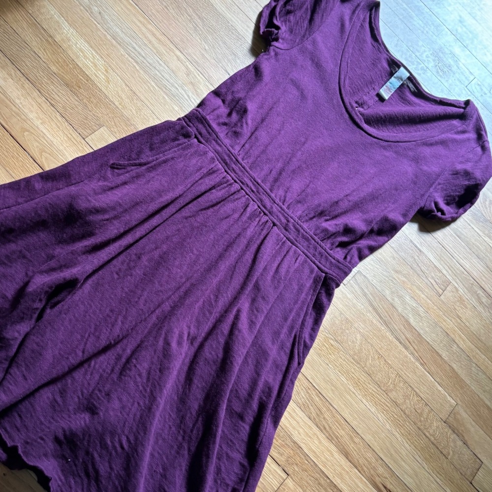 Free People FP Beach Andrina Dress Med 100% Cotton Boho Open Back Deep Purple